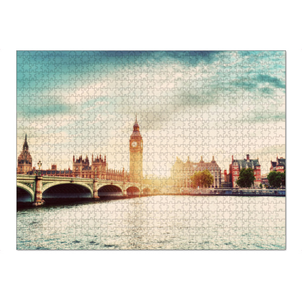 Puzzle Ravensburger "Big Ben, Westminster Bridge on River Thames in London, the UK. Vintage" artboxONE - Städte,Städte / London,Reise