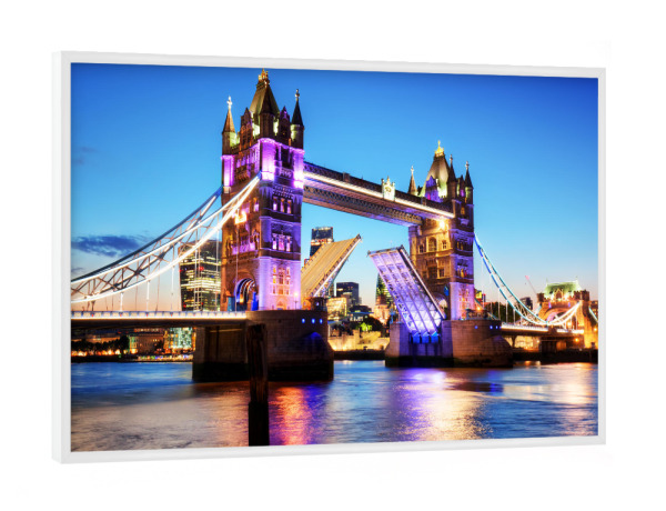 Poster mit weißem Rahmen "Tower Bridge in London, the UK. Night lights at late sunset" artboxONE - Städte,Städte / London,Reise