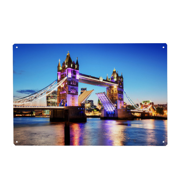 Holzbild "Tower Bridge in London, the UK. Night lights at late sunset" artboxONE - Städte,Städte / London,Reise