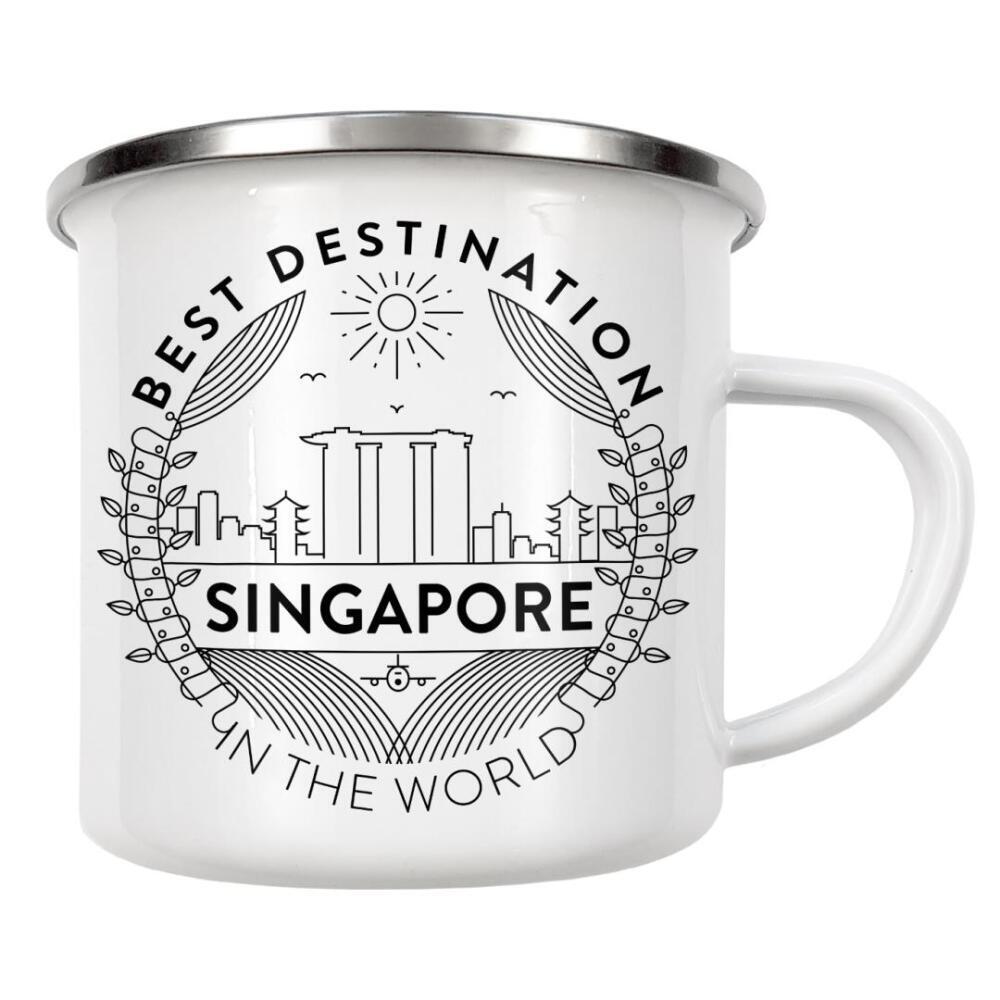 Emaille Tasse "Singapur-Abzeichen" artboxONE - Städte - Stadt,Abzeichen,Wahrzeichen,Symbol,Vektor,Abbildung,Gebäude,Singapur