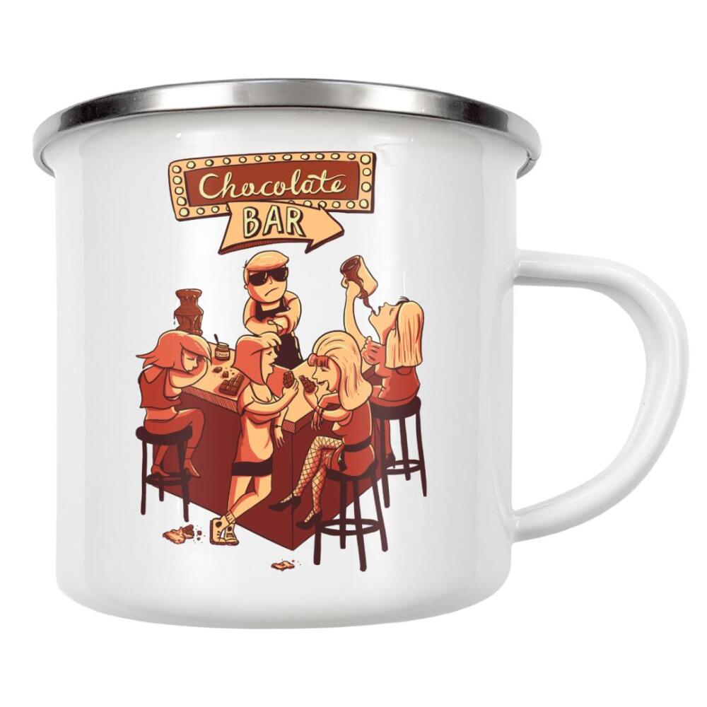 Emaille Tasse "Schokoladentafel" artboxONE - Essen & Trinken,Lustig - Schokolade,Dessert,Lustig,Zitat,Humor,Frau,Bar,Getränk,Sahne,Kuchen
