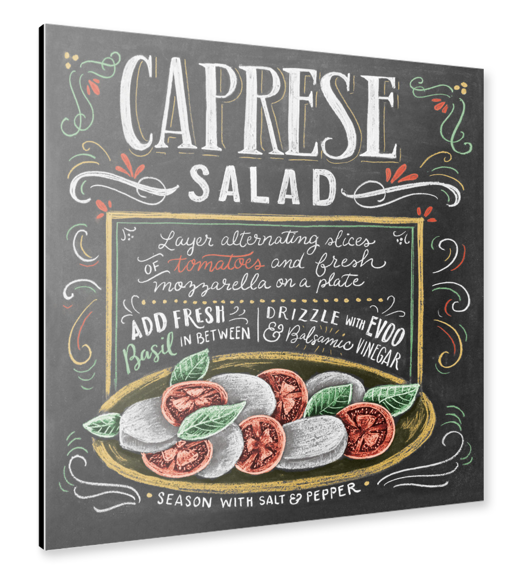 Alu-Dibond "Caprese Salad Recipe" 30x30 cm artboxONE