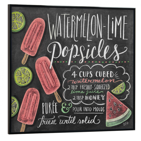 Poster mit schwarzem Rahmen 30x30 cm "Watermelon Popsicle Recipe" artboxONE - Typografie,Essen & Trinken,Essen & Trinken / Obst & Gemüse