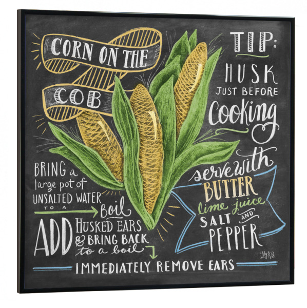 Poster mit schwarzem Rahmen 30x30 cm "Corn on the Cob Recipe" artboxONE - Typografie,Essen & Trinken,Essen & Trinken / Obst & Gemüse