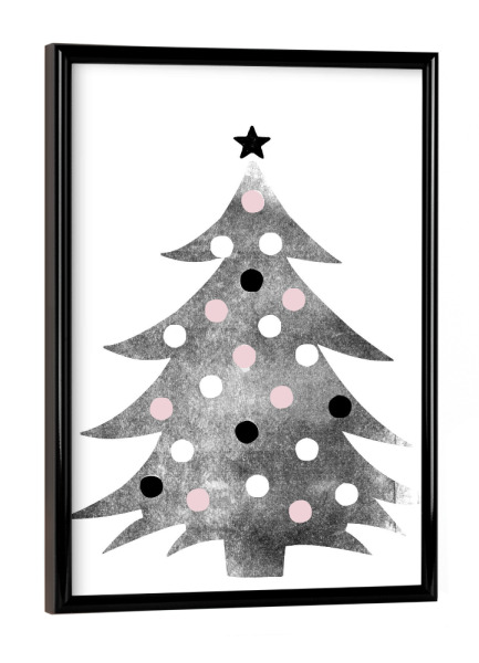 Poster mit schwarzem Rahmen "Gepunktete Tanne" artboxONE - Weihnachten
