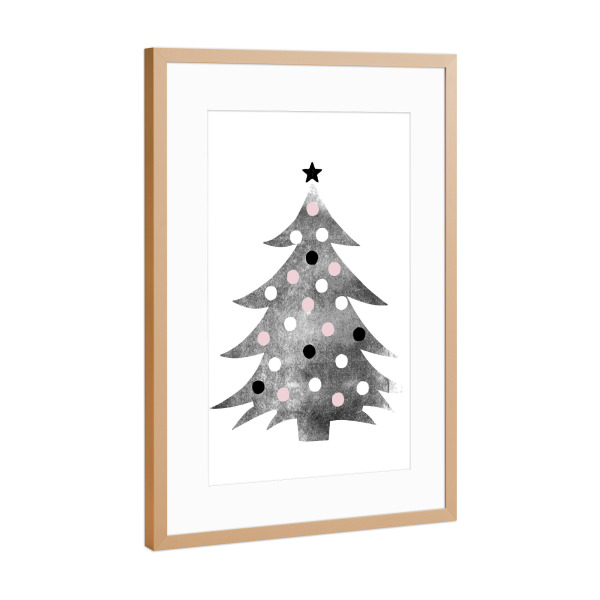 Poster mit Rahmen Kupfer "Gepunktete Tanne" artboxONE - Weihnachten