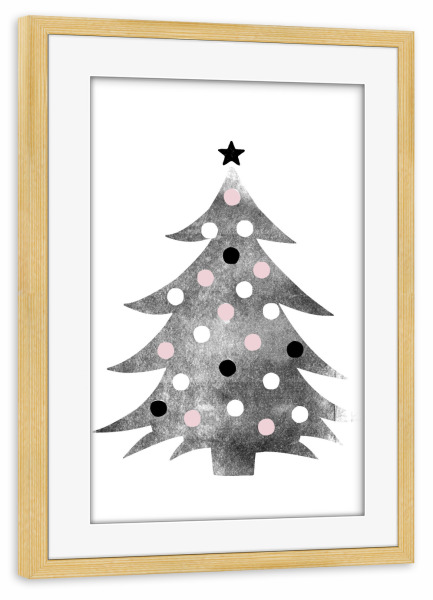 Poster mit Rahmen kiefer "Gepunktete Tanne" artboxONE - Weihnachten