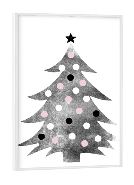 Poster mit weißem Rahmen "Gepunktete Tanne" artboxONE - Weihnachten
