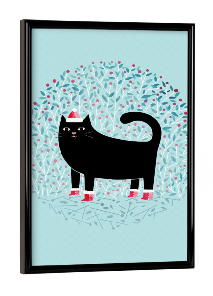 Poster mit schwarzem Rahmen "Meowy Christmas" artboxONE - Tiere,Comic,Weihnachten