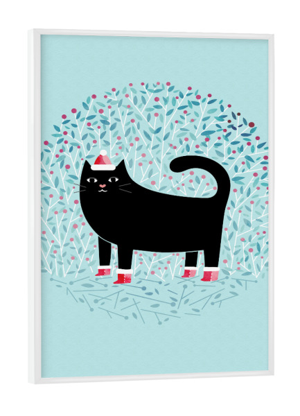 Poster mit weißem Rahmen "Meowy Christmas" artboxONE - Tiere,Comic,Weihnachten