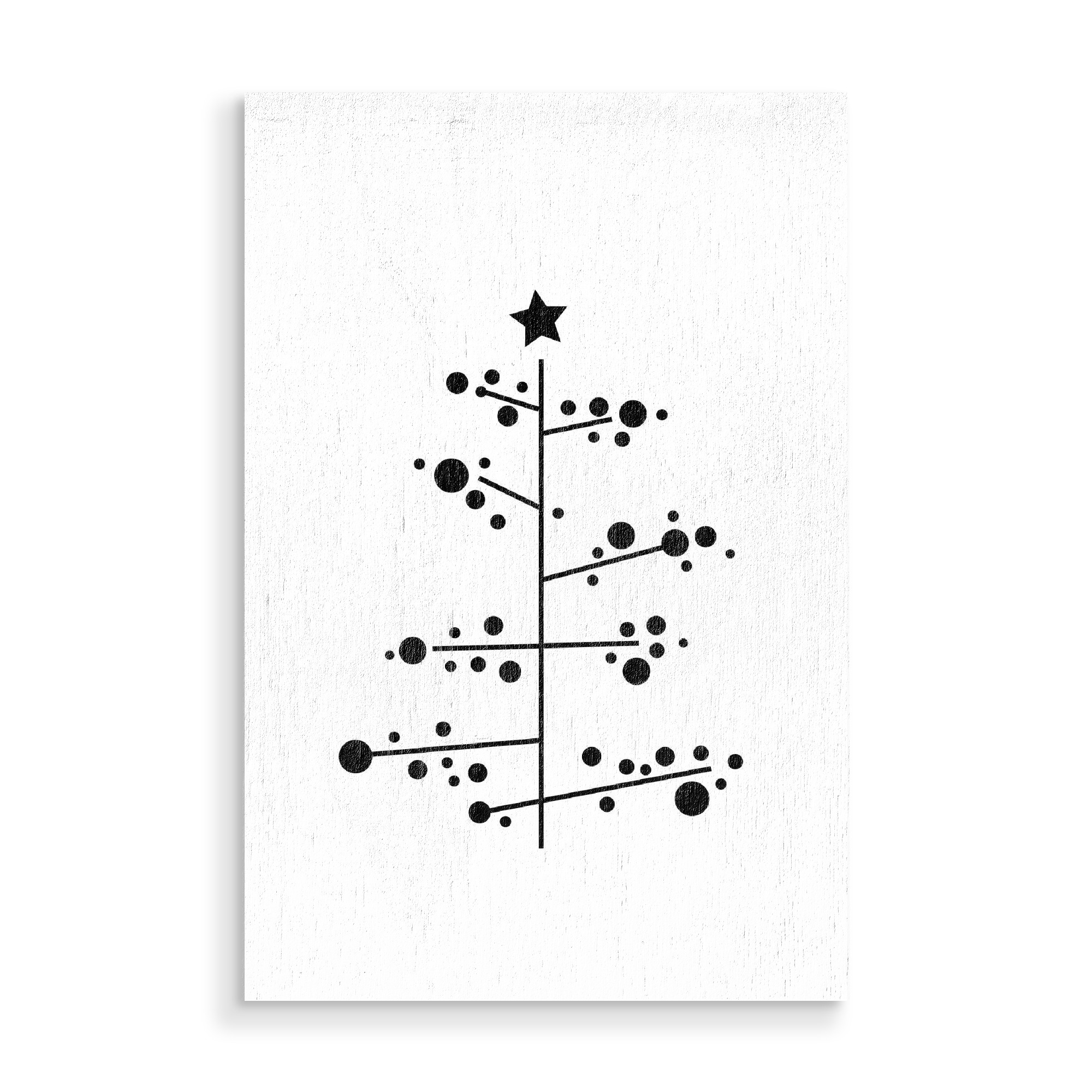 Holzbild "Weihnachtsbaum minimalistisch" artboxONE - Natur,Abstrakt,Schwarzweiß,Weihnachten