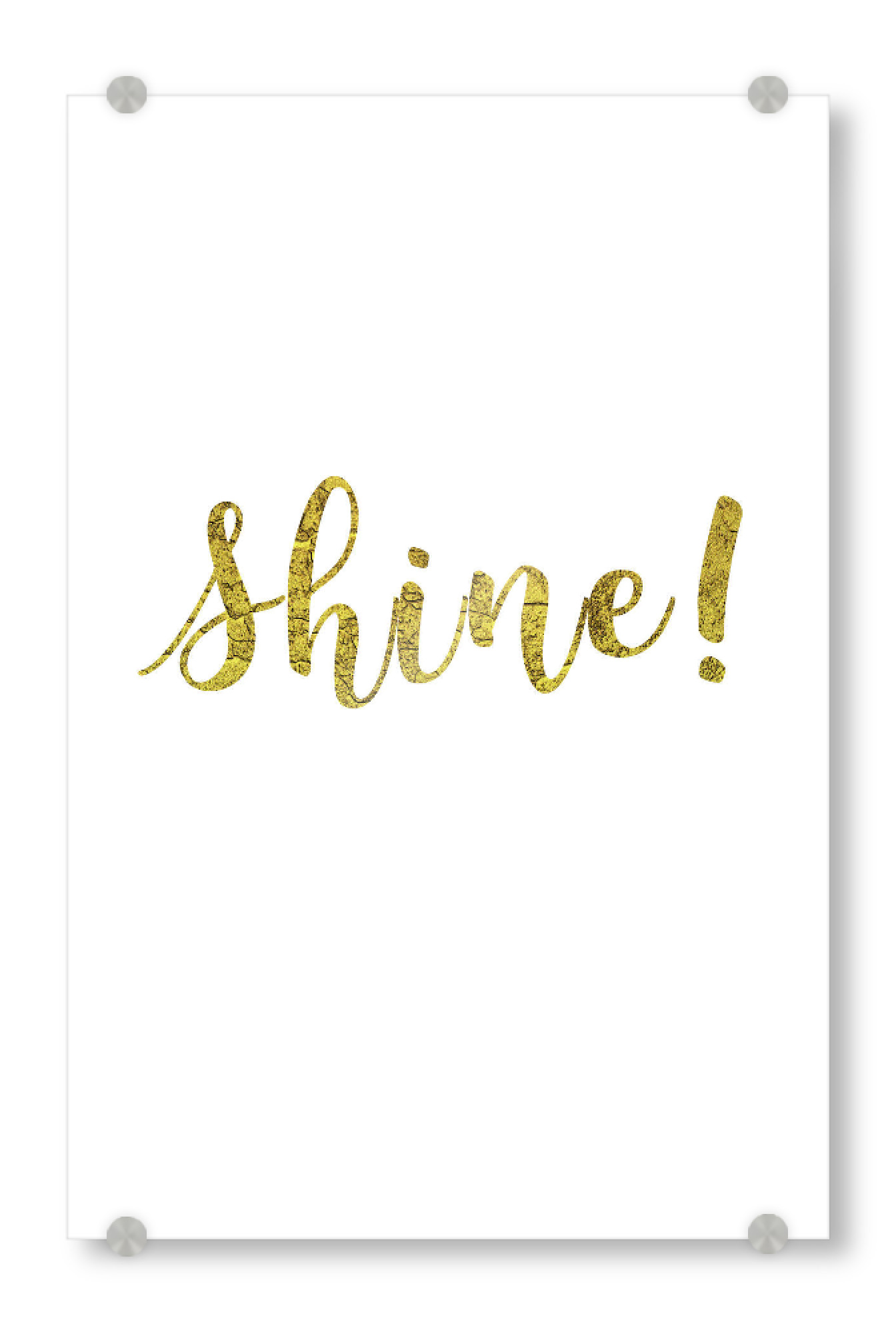 Acrylglasbild "Shine!" artboxONE - Typografie,Weihnachten - Shine,Scheinen,Glanz,Strahlen,Leuchten,Gold