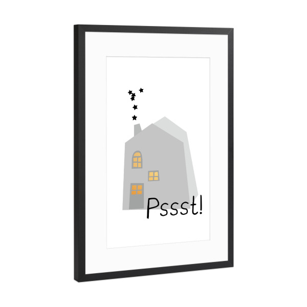 Poster mit Rahmen Schwarz (Metallic) "Stilles Haus" artboxONE - Weihnachten