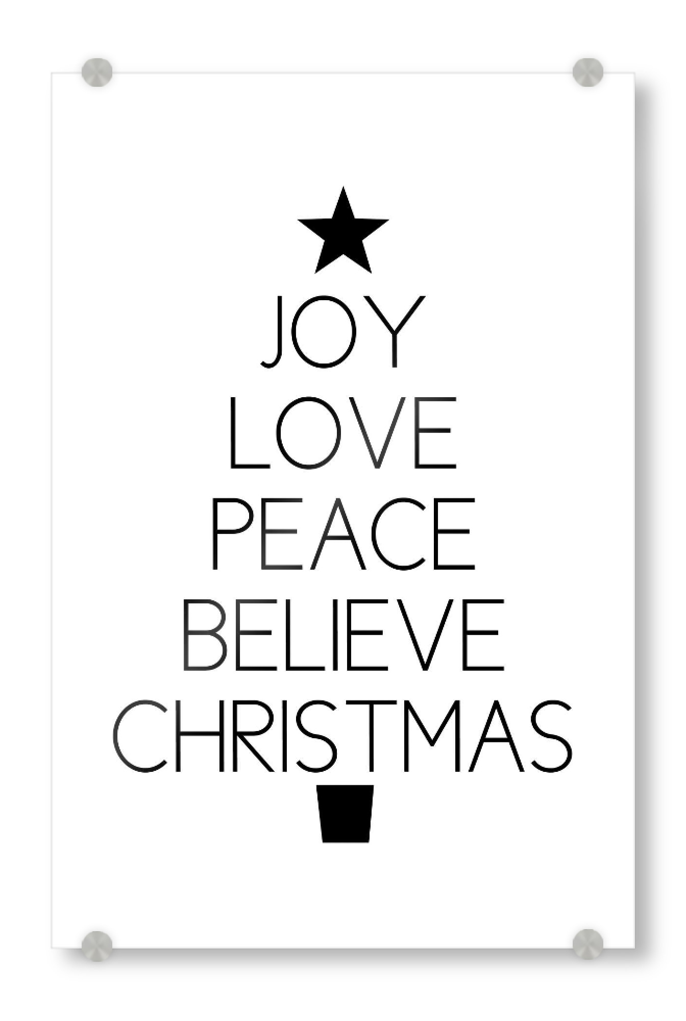 Acrylglasbild "Christmas" artboxONE - Typografie,Menschen,Schwarzweiß,Liebe,Weihnachten