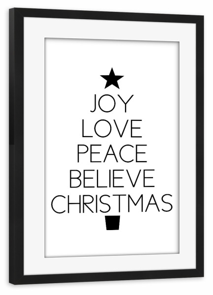Poster mit Rahmen schwarz "Christmas" artboxONE - Typografie,Menschen,Schwarzweiß,Liebe,Weihnachten
