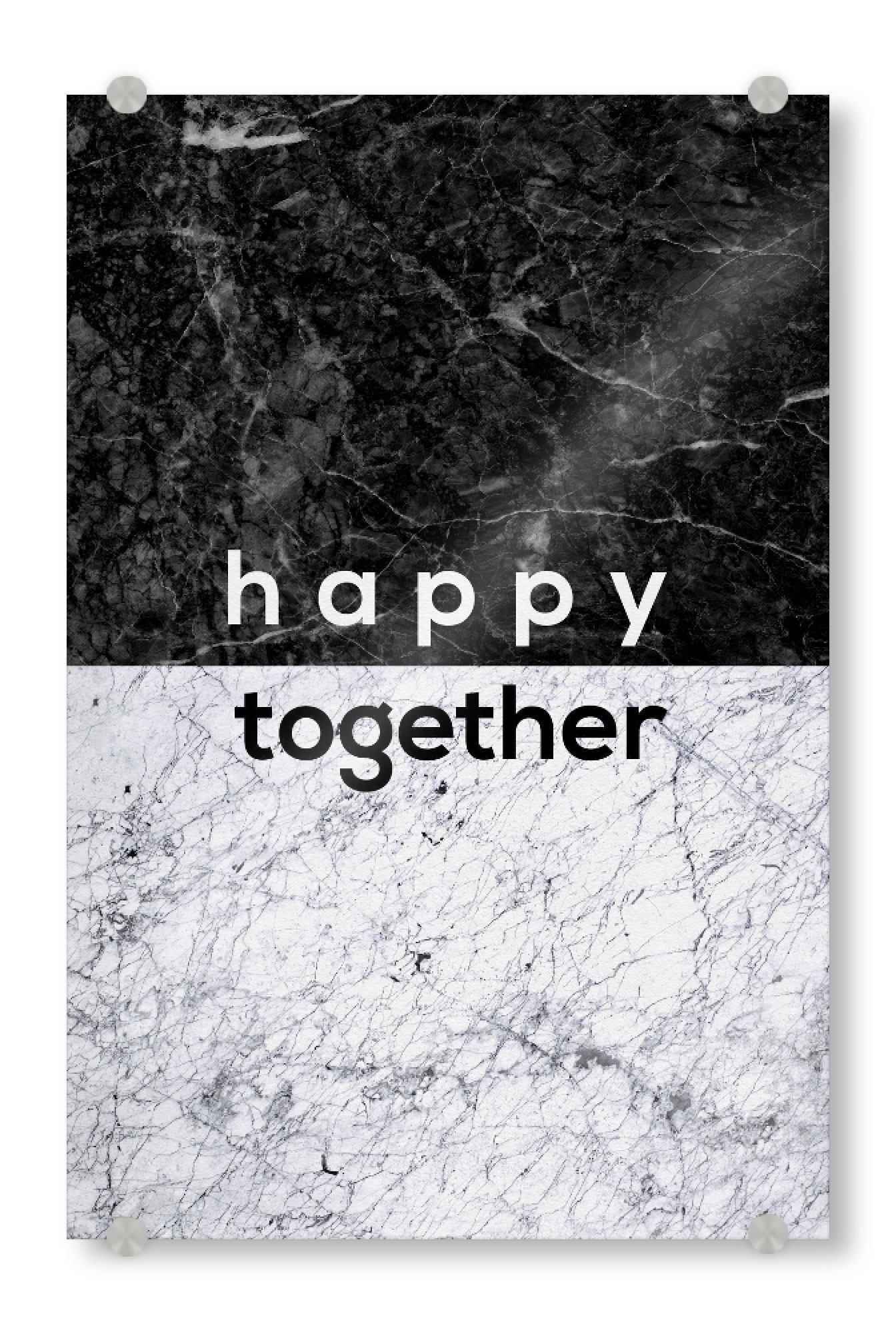 Acrylglasbild "Happy Together" artboxONE - Typografie,Schwarzweiß,Musik,Liebe,Marmor
