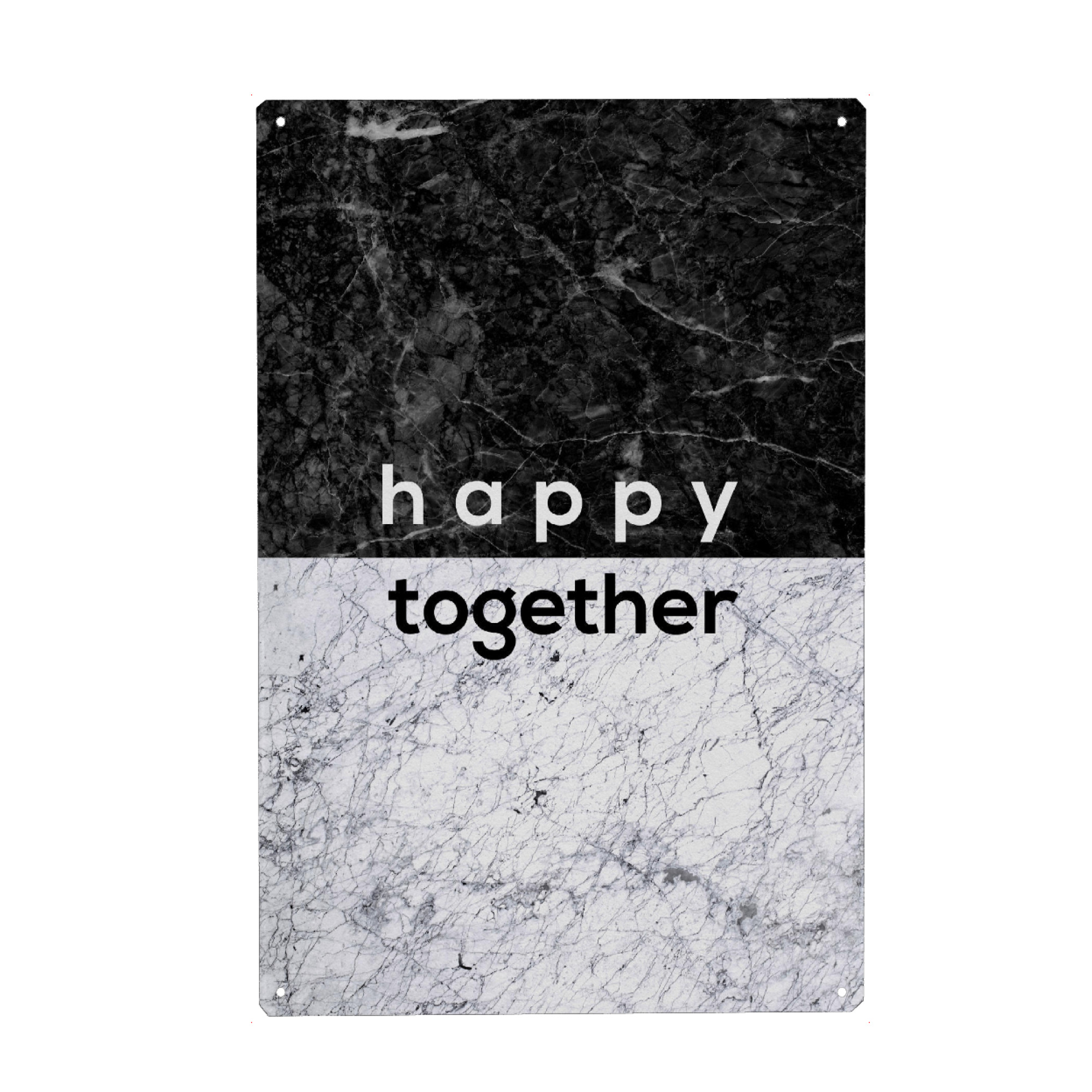Metall Poster "Happy Together" artboxONE - Typografie,Schwarzweiß,Musik,Liebe,Marmor