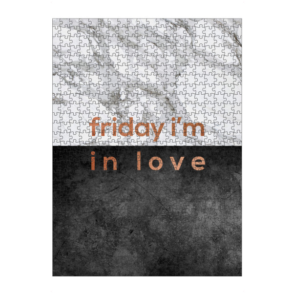 Puzzle Ravensburger "Friday I'm in Love" artboxONE - Typografie,Abstrakt,Schwarzweiß,Musik,Liebe,Marmor