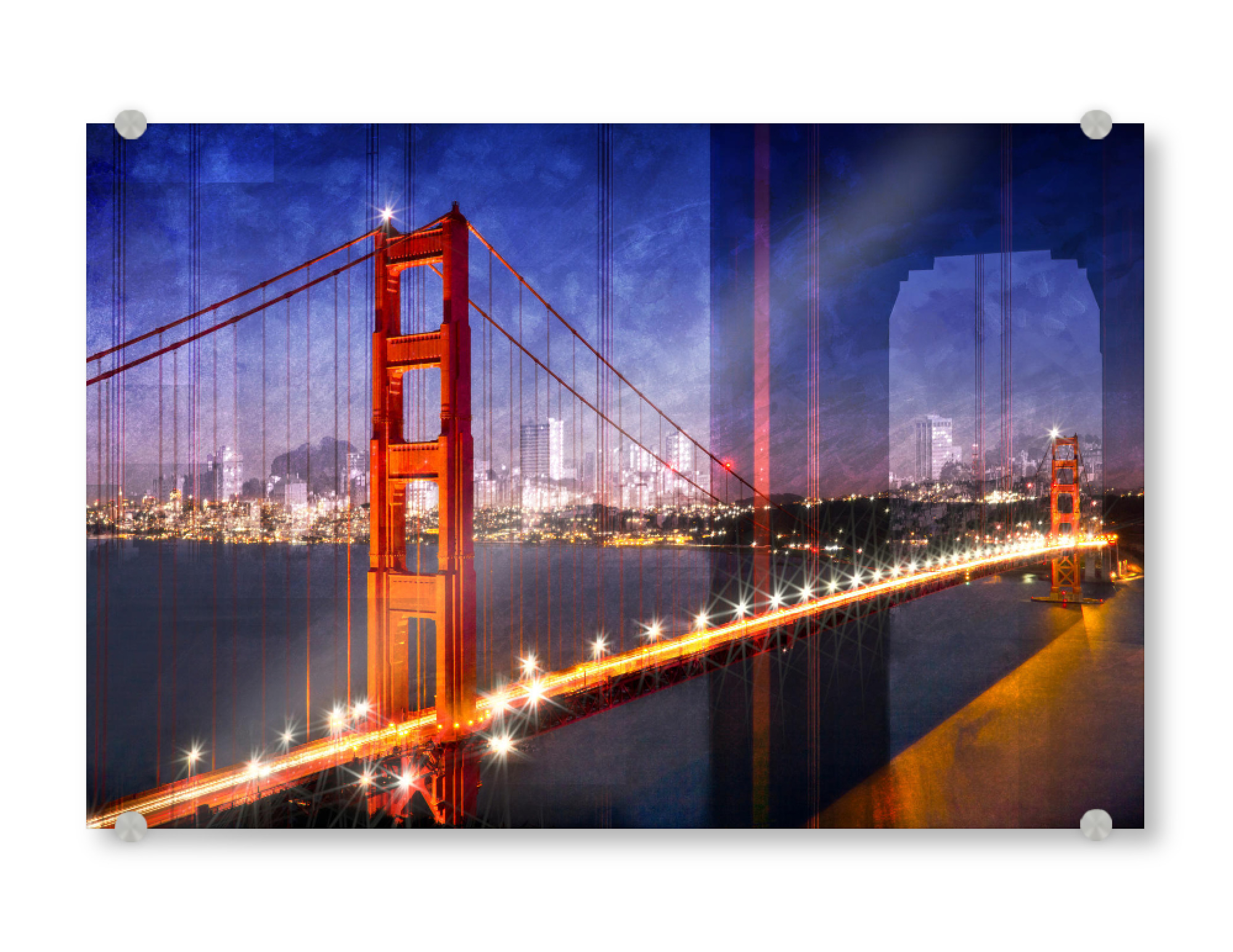Acrylglasbild "City Art Golden Gate Bridge Composing" artboxONE - Reise,Abstrakt,Architektur,Reise / Länder,Städte / San Francisco