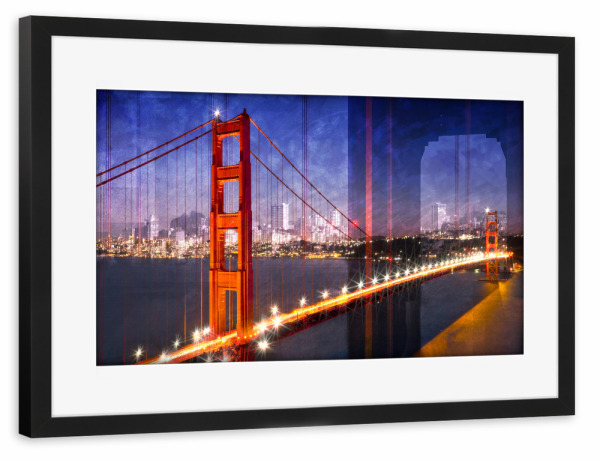 Poster mit Rahmen schwarz "City Art Golden Gate Bridge Composing" artboxONE - Reise,Abstrakt,Architektur,Reise / Länder,Städte / San Francisco