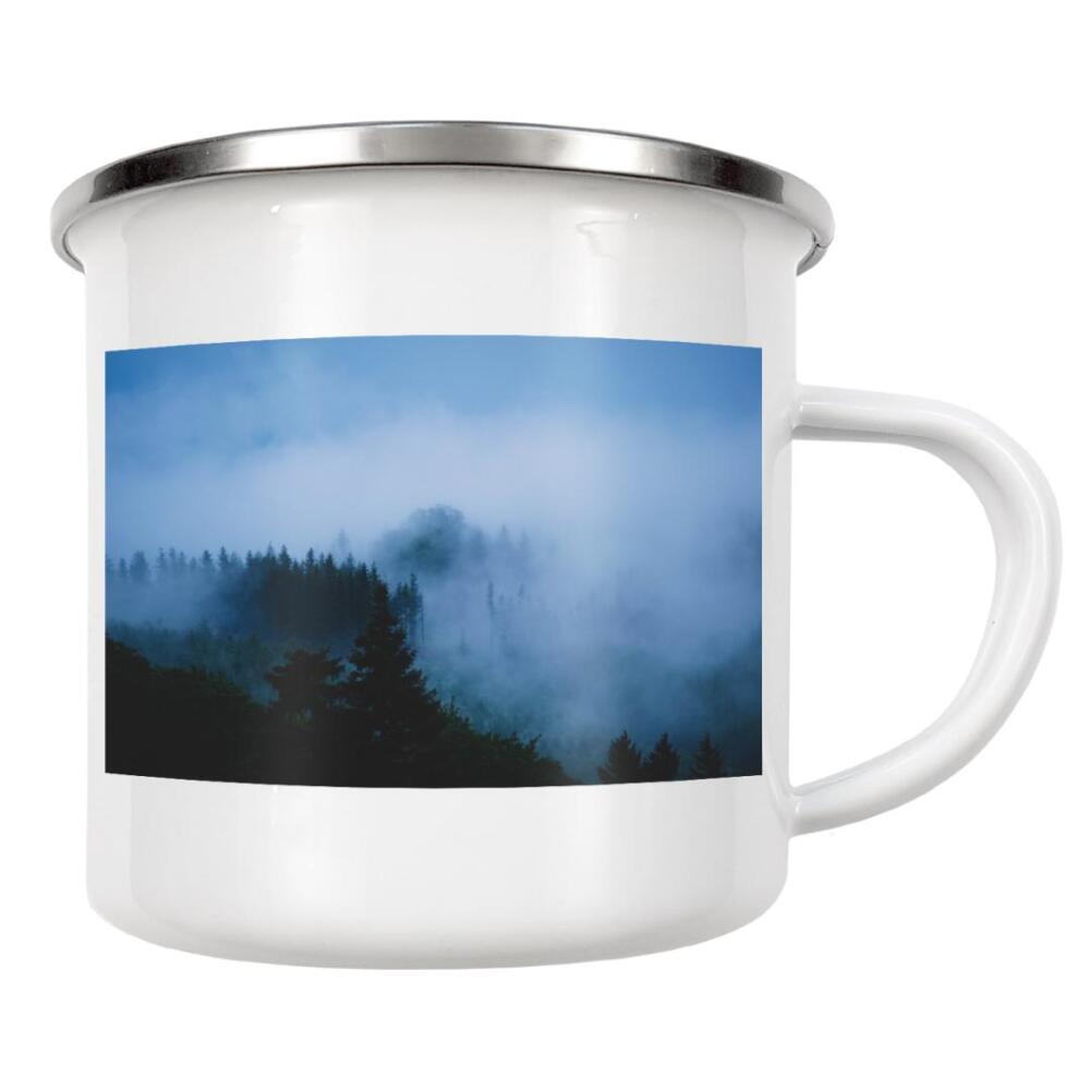 Emaille Tasse "Hügeliger Nebelwald" artboxONE - Natur