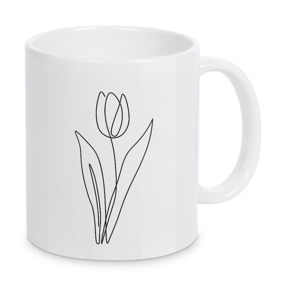 Tasse "Einzeilige Blume" artboxONE - Floral - Blume,Pflanze,Botanisch,Blumen,Minimalistisch,Einfach,Tulpe,Art,One,Line