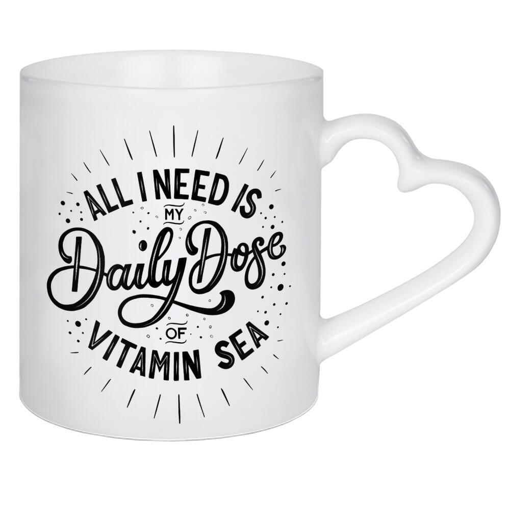 Herztasse "Daily Dose of Vitamin Sea" artboxONE - Typografie,Unterwasser,Lustig