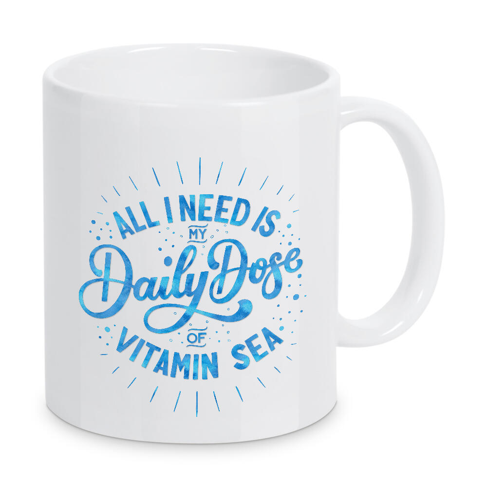 Tasse "All I need: Vitamin Sea" artboxONE - Typografie,Buchstaben,Lustig