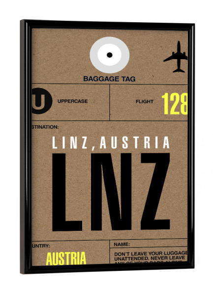 Poster mit schwarzem Rahmen "Airport Linz" artboxONE - Städte,Typografie,Reise