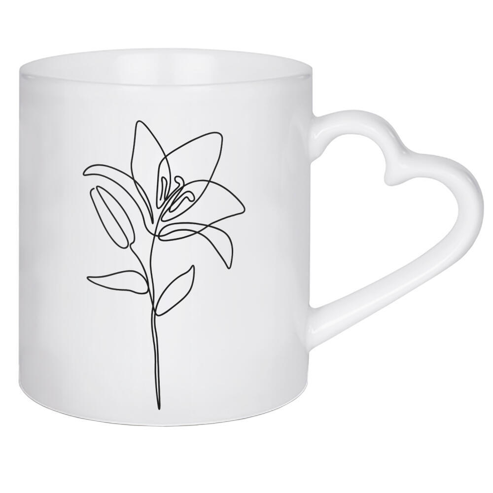 Herztasse "Einzeilige Lilienblume druckbar" artboxONE - Floral