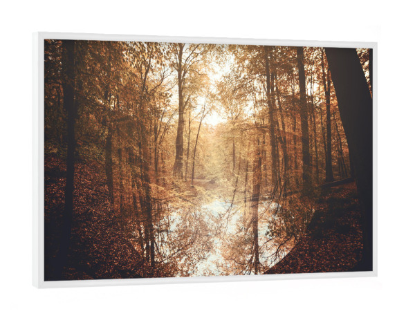 Poster mit weißem Rahmen "Waldspiegelung" artboxONE - Natur,Geometrie