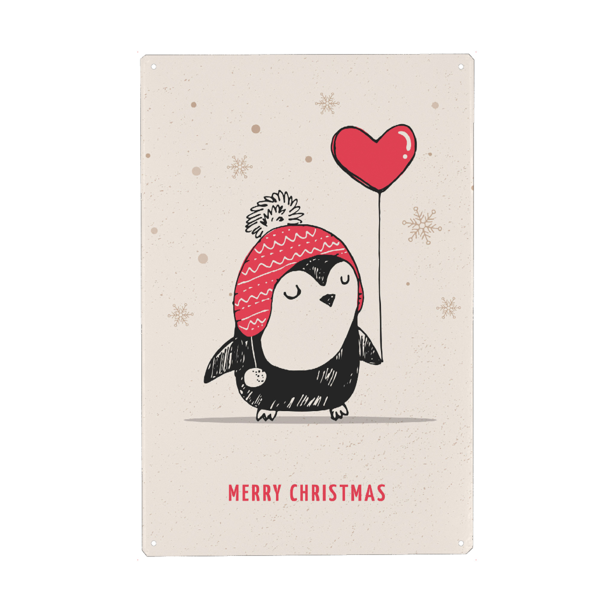 Metall Poster "Frohe Weihnachten kleiner Pinguin" artboxONE - Tiere,Weihnachten - Merrychristmas,Holidays,Cute,Balloon,Animal,Christmas,Penguin