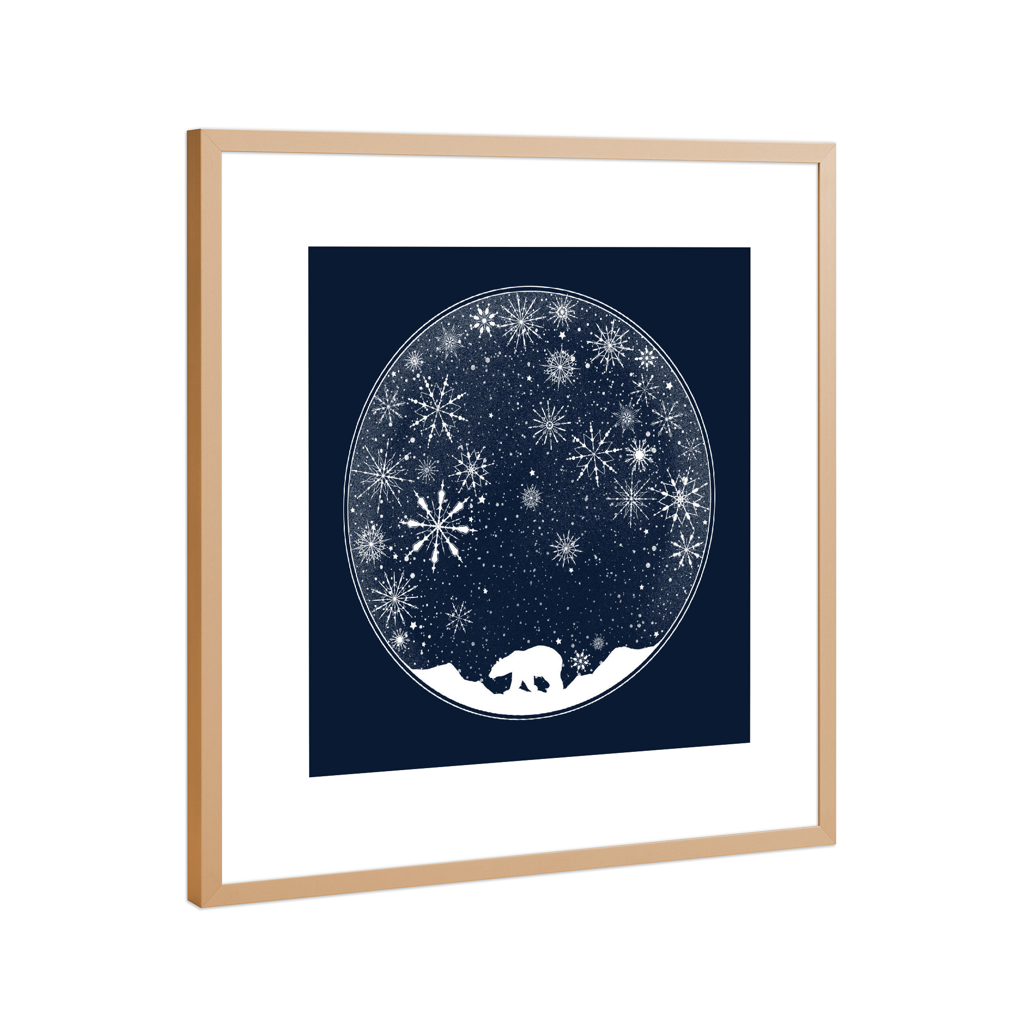 Poster mit Rahmen Kupfer "Snow Globe" artboxONE - Natur - Schneekugel,Schneeflocken,Weihnachten,Weihnachten,Bär,Eisbär,Tobe fonseca,Tobias fonseca