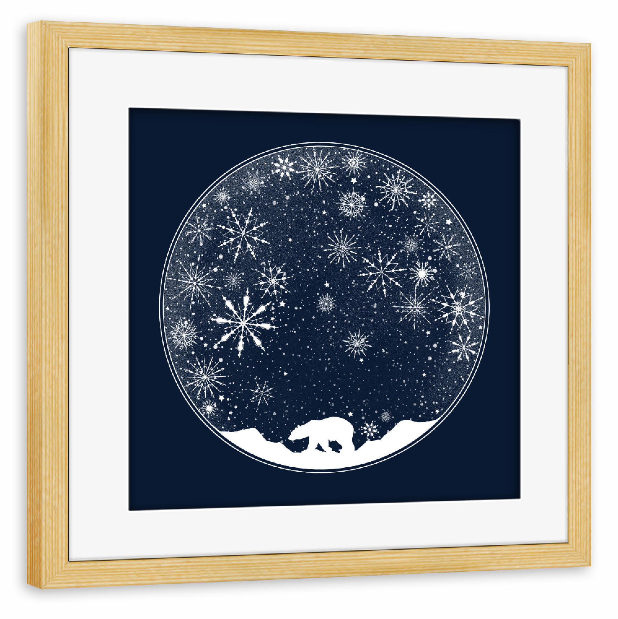 Poster mit Rahmen kiefer "Snow Globe" artboxONE - Natur - Schneekugel,Schneeflocken,Weihnachten,Weihnachten,Bär,Eisbär,Tobe fonseca,Tobias fonseca