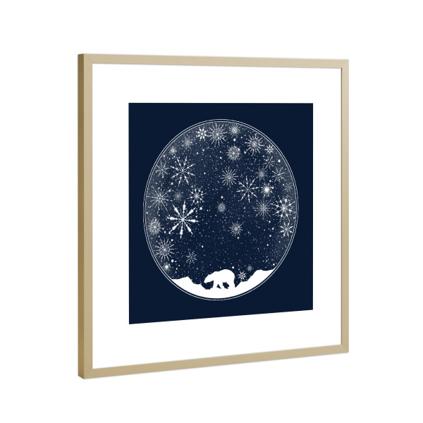 Poster mit Rahmen Gold "Snow Globe" artboxONE - Natur - Schneekugel,Schneeflocken,Weihnachten,Weihnachten,Bär,Eisbär,Tobe fonseca,Tobias fonseca