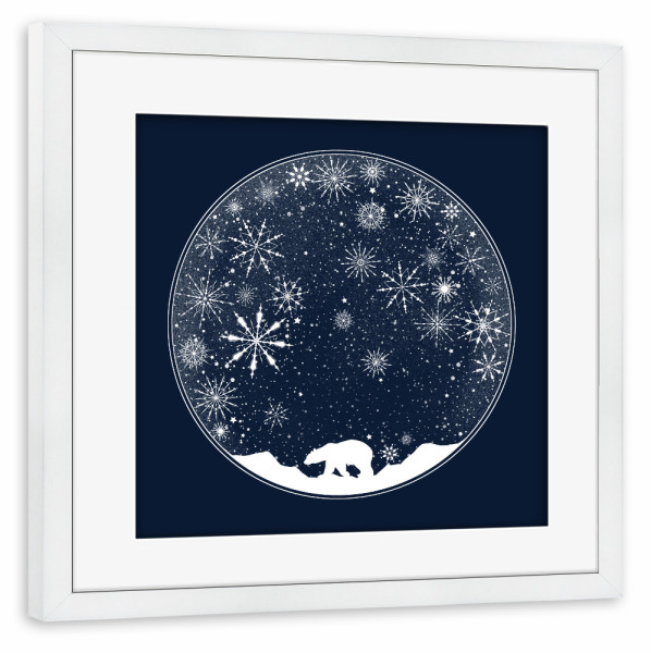 Poster mit Rahmen weiß "Snow Globe" artboxONE - Natur - Schneekugel,Schneeflocken,Weihnachten,Weihnachten,Bär,Eisbär,Tobe fonseca,Tobias fonseca