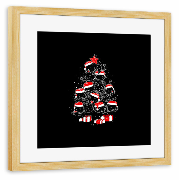 Poster mit Rahmen kiefer "Pile Of Xmas Cats" artboxONE - Comic