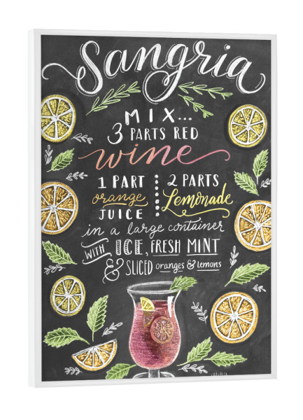 Poster mit weißem Rahmen "Sangria" artboxONE - Typografie,Essen & Trinken,Essen & Trinken / Alkohol - Sangria,Cocktail,Getränk,Alkohol,Wine,Wein