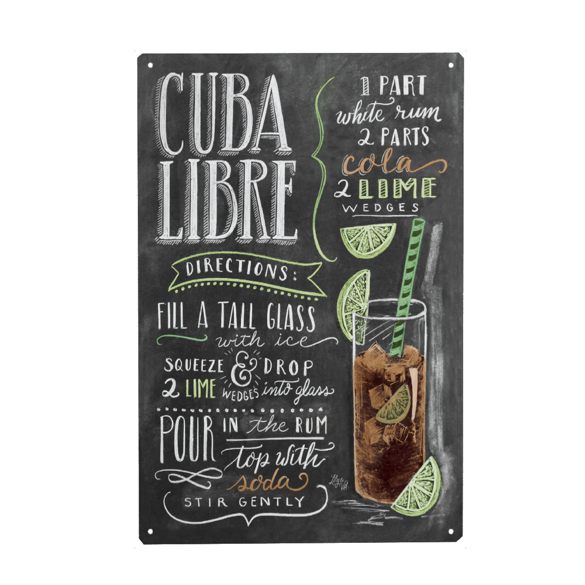 Holzbild "Cuba Libre" artboxONE - Typografie,Essen & Trinken,Essen & Trinken / Alkohol - Cubalibre,Cocktail,Rum,Alkohol,Trinken,Drink