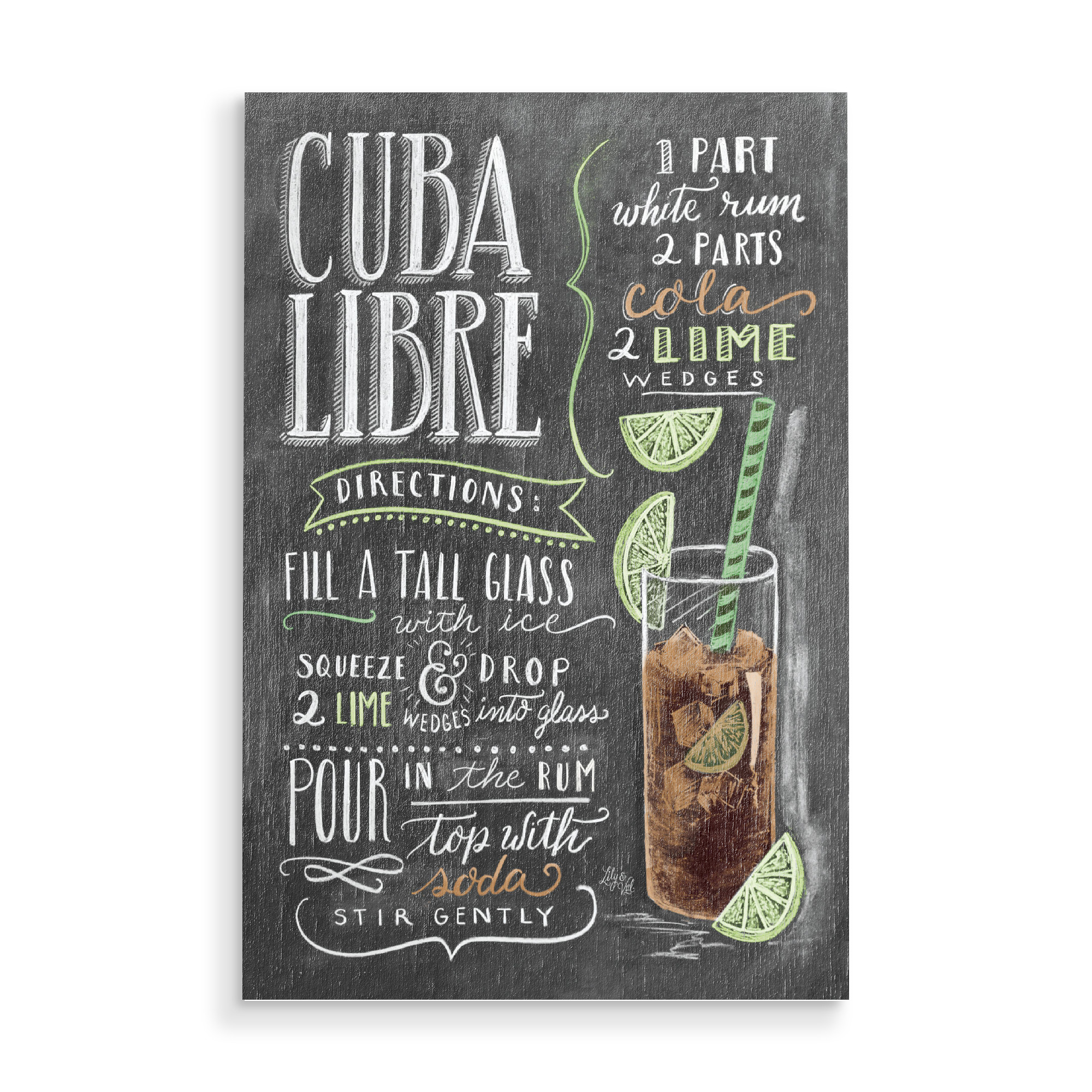 Holzbild "Cuba Libre" artboxONE - Typografie,Essen & Trinken,Essen & Trinken / Alkohol - Cubalibre,Cocktail,Rum,Alkohol,Trinken,Drink