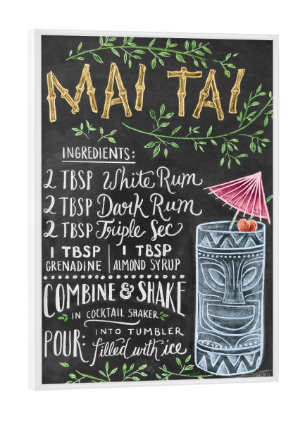 Poster mit weißem Rahmen "Mai Tai Cocktail" artboxONE - Typografie,Essen & Trinken,Essen & Trinken / Alkohol