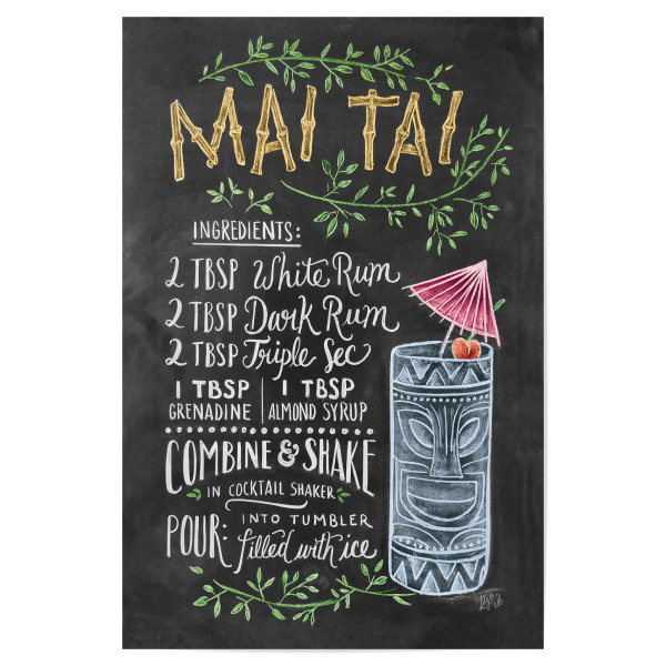 Poster 30x20 cm "Mai Tai Cocktail" artboxONE - Typografie,Essen & Trinken,Essen & Trinken / Alkohol - Maitai,Cocktail,Summer,Getränk,Alkohol,Rum,Shake