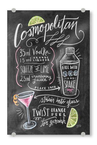 Acrylglasbild "Cosmopolitan 2" artboxONE - Typografie,Essen & Trinken,Essen & Trinken / Alkohol - Kosmopolitisch,Sexandthecity,Cocktail,Wodka