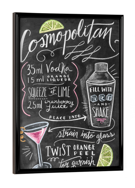 Poster mit schwarzem Rahmen "Cosmopolitan 2" artboxONE - Typografie,Essen & Trinken,Essen & Trinken / Alkohol