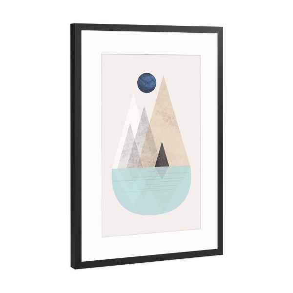 Poster mit Rahmen Schwarz (Metallic) "Scandinavian Mountain Scene 2" artboxONE - Natur,Abstrakt,Geometrie