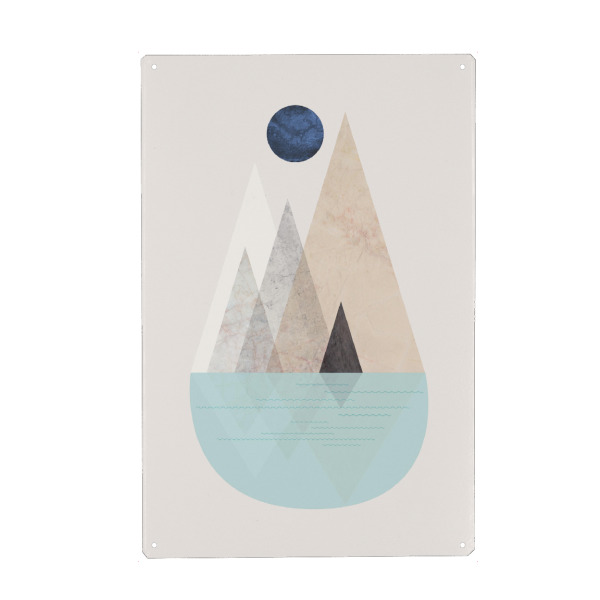 Metall Poster "Scandinavian Mountain Scene 2" artboxONE - Natur,Abstrakt,Geometrie