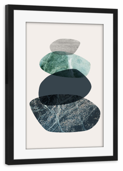 Poster mit Rahmen schwarz "Balance 4" artboxONE - Natur,Abstrakt - Balancing steine,Nordic,Skandinavische kunst,Natur,Zen,Steine,Yoga,Buddha