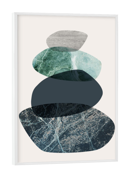 Poster mit weißem Rahmen "Balance 4" artboxONE - Natur,Abstrakt - Balancing steine,Nordic,Skandinavische kunst,Natur,Zen,Steine,Yoga,Buddha