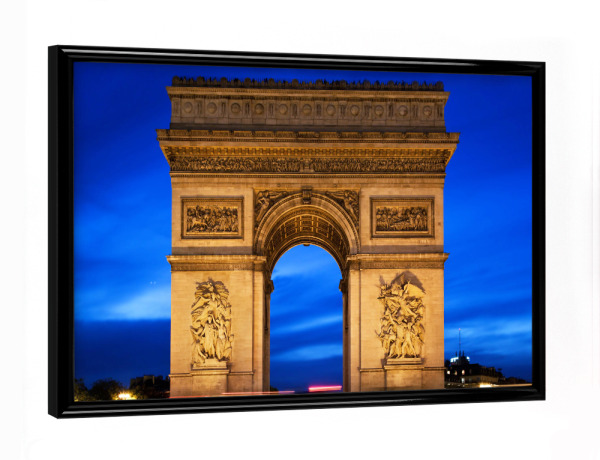 Poster mit schwarzem Rahmen "Arc de Triomphe at night, Paris, France" artboxONE - Städte / Paris