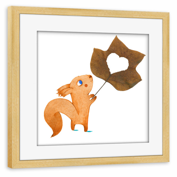 Poster mit Rahmen kiefer "Squirrel Love" artboxONE - Natur,Floral,Tiere,Liebe